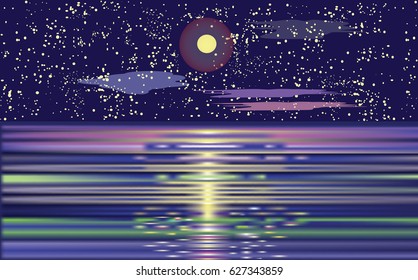 sea in the moonlit night