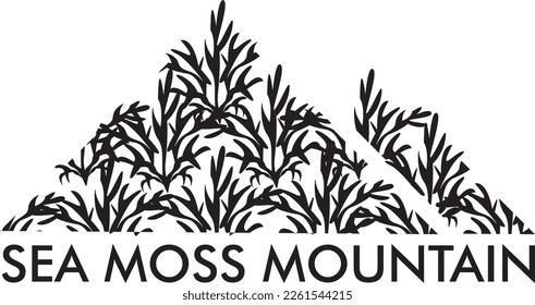 Sea moss mountain logo, minimalist logo design, mountain vector art, sea, moss