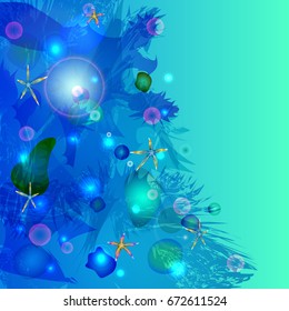 Sea motifs abstract background. Vector underwater sea.