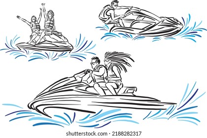 sea moto1 extreme sport lifestyle vector illustration