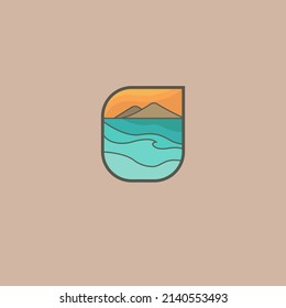 sea ​​and mountain design vector