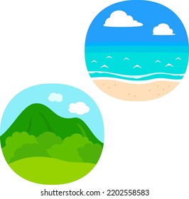 Sea and Mountain Icon Set