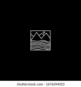 Sea Mountain Vector Logo Line