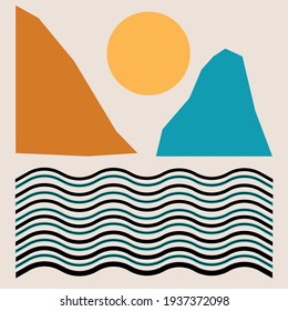 
Sea Berge Sonne einfache, abstrakte Vektorgrafik.