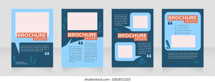 Sea and nature blank brochure design. Template set with copy space for text. Premade corporate reports collection. Editable 4 paper pages. Nunito ExtraBold, SemiBold, Regular fonts used