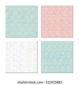 Sea and nautical backgrounds, pattern. Vector illustration.