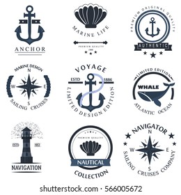 Sea and nautical decoration isolated on white background. Marine of element for company logo, business identity anchor retro badge and web decor or other design. Nautical logo and marine badge.