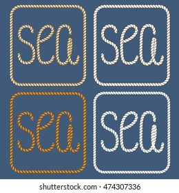 Sea nautical ropes design elements. Element retro marine, vector illustration