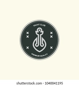 Sea and nautical typography badge and design element. Template for company icon or web decoration. Marine cruise, beach resort, shipbuilding Anchor, steering wheel. Vector collection. Logo