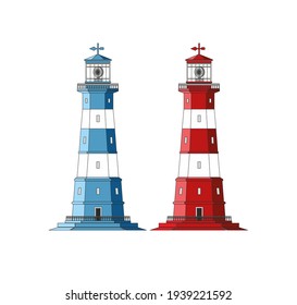 sea ​​lighthouse for navigation with decorated background modern vector design for graphics