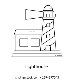 
Sea navigation, lighthouse tower with premium linear icon