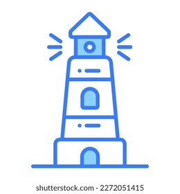 Sea navigation tower, modern vector of lighthouse in editable style