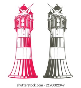 Sea ​​Lighthouse For Navigation Vector Illustration
