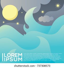 Sea at Night Illustration Vector