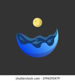 Sea Night Logo Design Vector