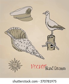 sea objects. design elements
