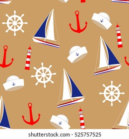 Sea objects pattern seamless. Vector stock.