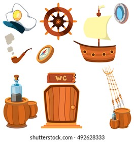 Sea objects. Ship and other sea objects.
