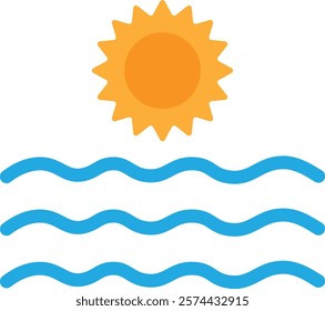 Sea Ocean Beach Icon Vector Flat Illustration