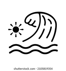 Sea, ocean icon. Black vector graphics.