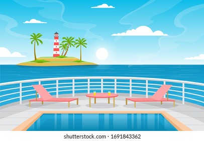 Piscina oceánica en cubierta de cruceros Ilustración