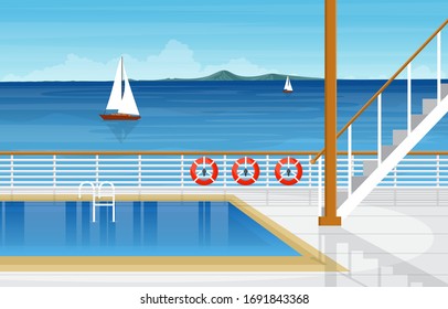 Piscina oceánica en cubierta de cruceros Ilustración