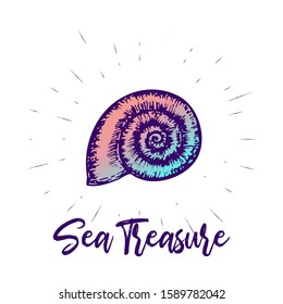 Sea and Ocean Life Print Quote. Sea Creatures and Animals Tee or Poster Template. Marine Tattoo Design. Vector Illustration. 