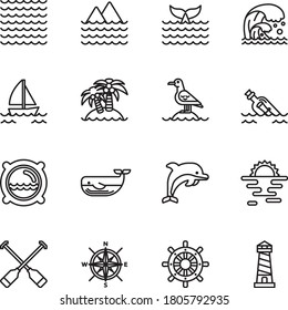 sea, ocean, nautical icon set with white background. Thin Line Style stock vector.