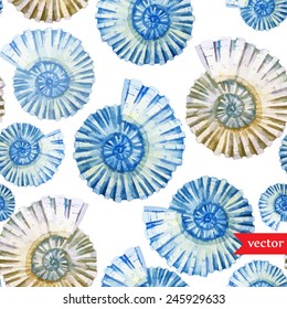 Sea, Ocean, Pattern, Watercolor Shells, Background