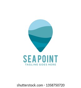 Sea, ocean point logo vector design template element. pointer, direction, location, navigation symbol icon