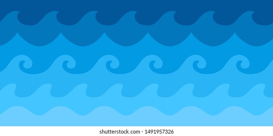 Sea Ocean Water Waves Vector Horizontal Stock Vector (Royalty Free ...