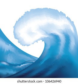 sea, ocean watercolor painted wave