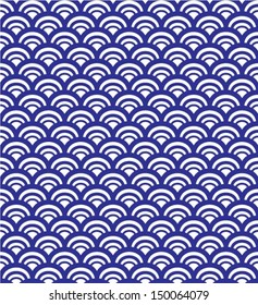 Sea / ocean wave, asian seamless pattern, abstract ornament, japan / china background. Vector illustration