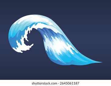 Sea ocean wave. Blue water ocean wave, marine surf wave, ripples tides sea storm, tsunami, tidal shape, splash water motion with spray isolated vector cartoon illustration