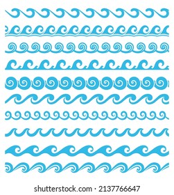 Sea Ocean Wave Line Dividers Borders Stock Vector (Royalty Free ...