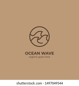 sea ocean wave line logo simple monoline style in earth brown color vector icon symbol illustration