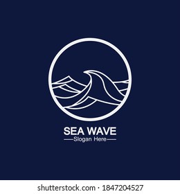 sea ocean wave line logo simple monoline style vector icon symbol illustration