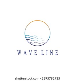sea ocean wave line logo simple monoline style vector icon symbol illustration