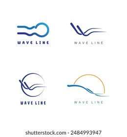 sea ocean wave line logo simple monoline style vector icon symbol illustration