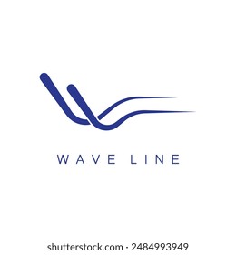 sea ocean wave line logo simple monoline style vector icon symbol illustration