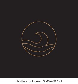 sea ocean wave line logo simple monoline style vector icon symbol illustration