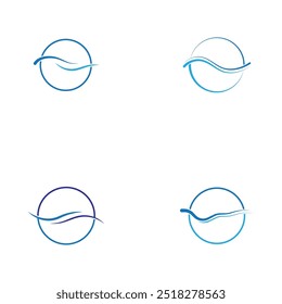 sea ocean wave line logo simple monoline style vector icon symbol illustration