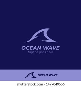 Sea ocean wave logo icon surfing sport or fashion logo symbol with big bold blue wave vector