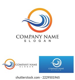 Sea Ocean wave logo, einfaches Monoline-Logo, Vektorsymbol