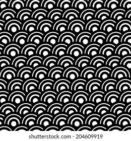 Sea / ocean wave, seamless pattern, abstract ornament, japan / china background. Vector illustration