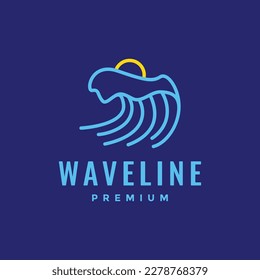 sea ocean wave water sunset abstract colorful modern minimal line logo design vector