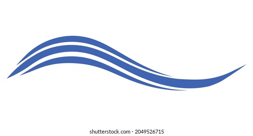 Sea ocean wave, wavy curved line symbol summer vacation on the coast beach