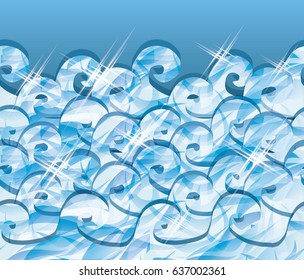 Sea ocean waves background, vector illustration
