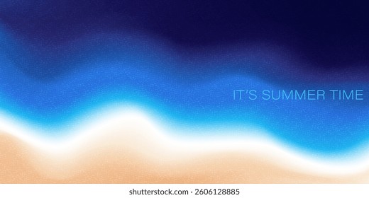 Sea, ocean, waves. Beach, sand. Summer vacation concept. Design for card, invitation, cover. Blue water.