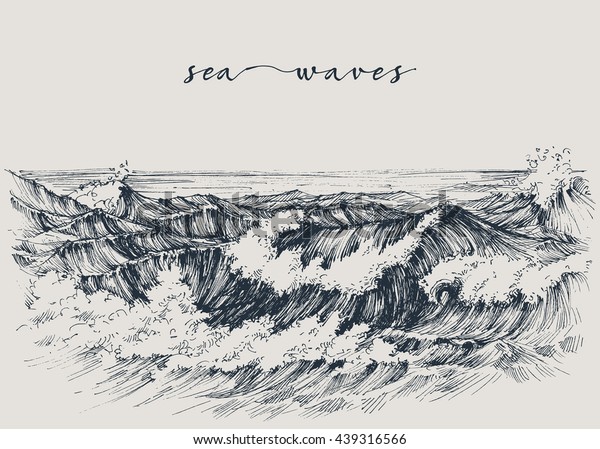 Dessin Des Vagues De La Mer Image Vectorielle De Stock Libre De Droits